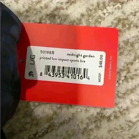 NWT SPANX printed low impact sports bra IN MIDNIGHT GARDEN Sz L - Picture 4 of 5